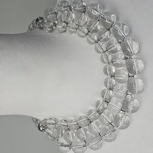WHBM Stunning Silver & Clear Acrylic Lucite Beaded Necklace Dainty Coquette Girl